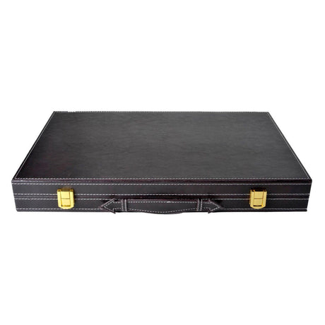 Engelhart backgammon 18 tommer - brunt elfenben syet bord - sort kuffert med håndtag - luksus rejseudgave -