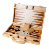 Engelhart backgammon 15 tommer - træindlagt bord - trækasse med håndtag - luksusversion -