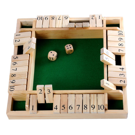 Longfield lukkede kassen – 4 spillere – gummitrækasse med indlagt filt – inklusive 8 træterninger – brætspil 29 x 29 x 3,5 cm – strategisk familiespil – englehjerte