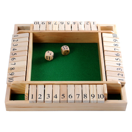 Longfield lukkede kassen – 4 spillere – gummitrækasse med indlagt filt – inklusive 8 træterninger – brætspil 29 x 29 x 3,5 cm – strategisk familiespil – englehjerte