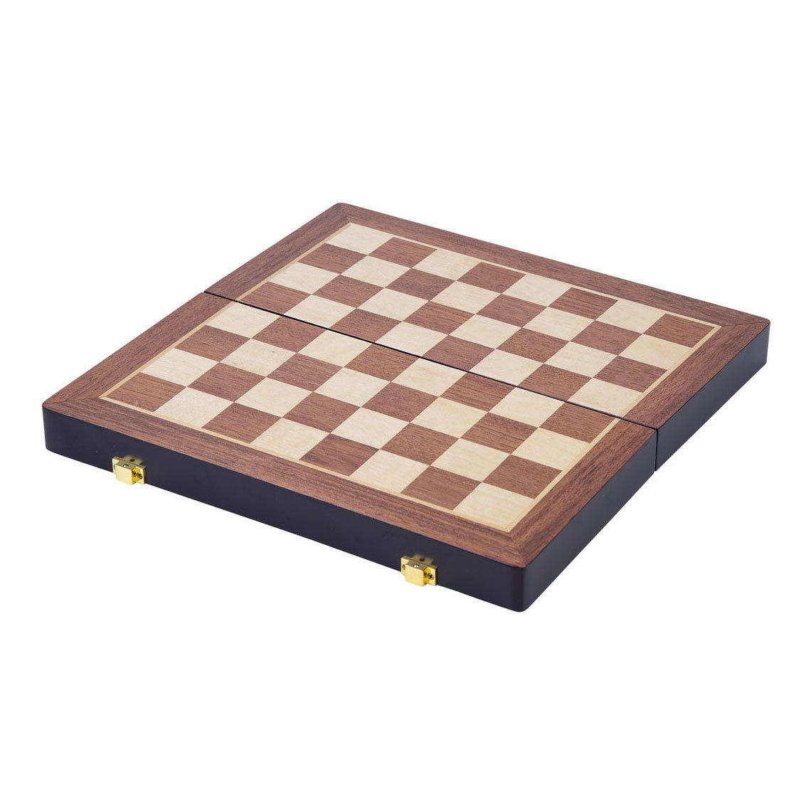 Engelhart skakspil deluxe foldbart – træskaksæt lavet af asketræ – luksuriøst brunt skakbræt 38 x 38 x 5,8 cm – foldbart kompakt –