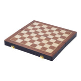 Engelhart skakspil deluxe foldbart – træskaksæt lavet af asketræ – luksuriøst brunt skakbræt 38 x 38 x 5,8 cm – foldbart kompakt –