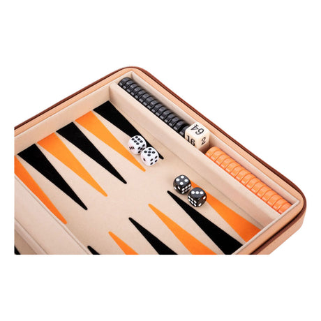 Engelhart backgammon reisspel met rits - beige