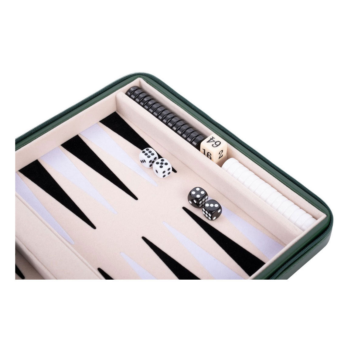 Backgammon rejsespil med lynlås - grøn