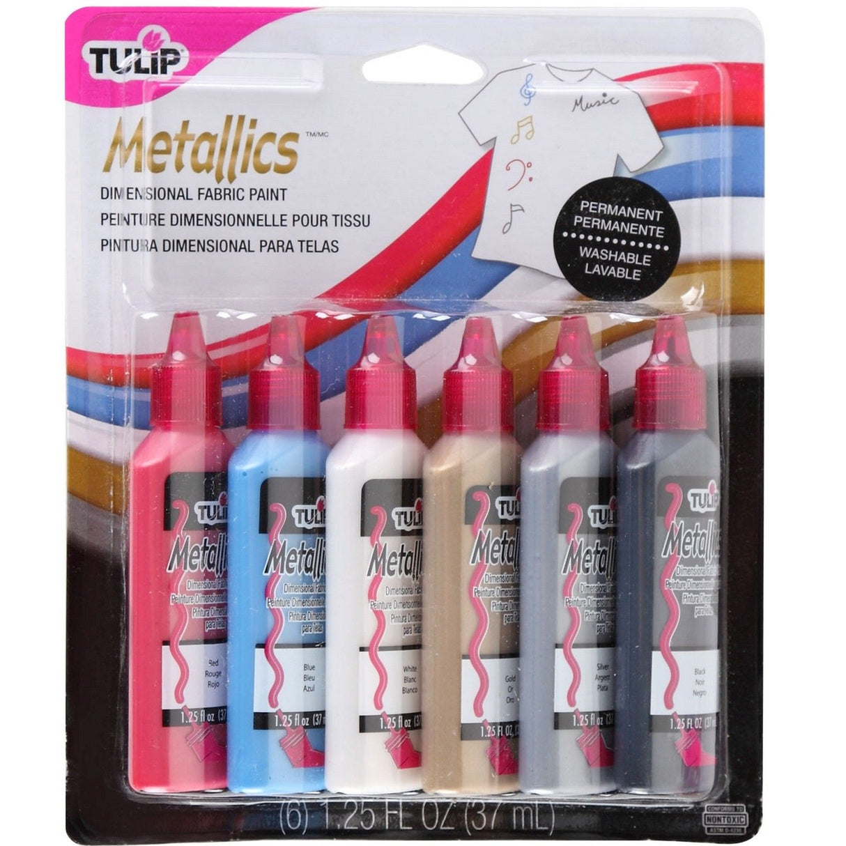 Tulipan • 3D tekstilmaling 37ml metallic 6 stk.
