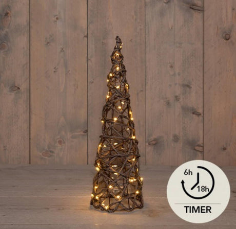 Anna's collection verlichte kegel 60led classicwarm 40cm werkt op 3xaa batterijen met 6uur timer