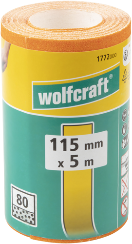 Wolfcraft - sandpapirrulle korn 80 - til træmetal 5 m x 115 mm - 1772000