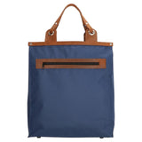 Run away basic indkøbstaske blå med ægte læderhåndtag 36,5xh41cm