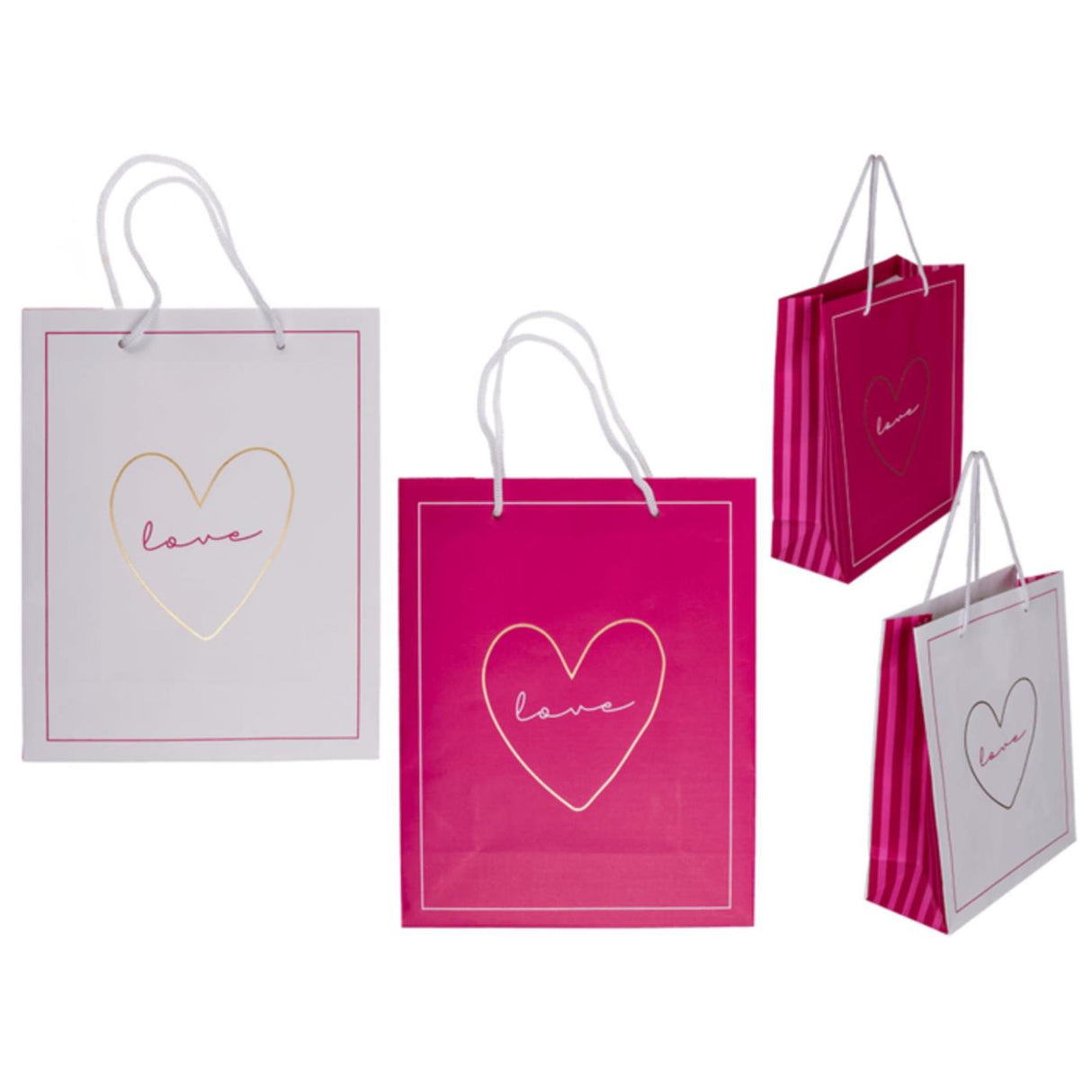 Ootb gavepose love 18x8x23cm pink hvid