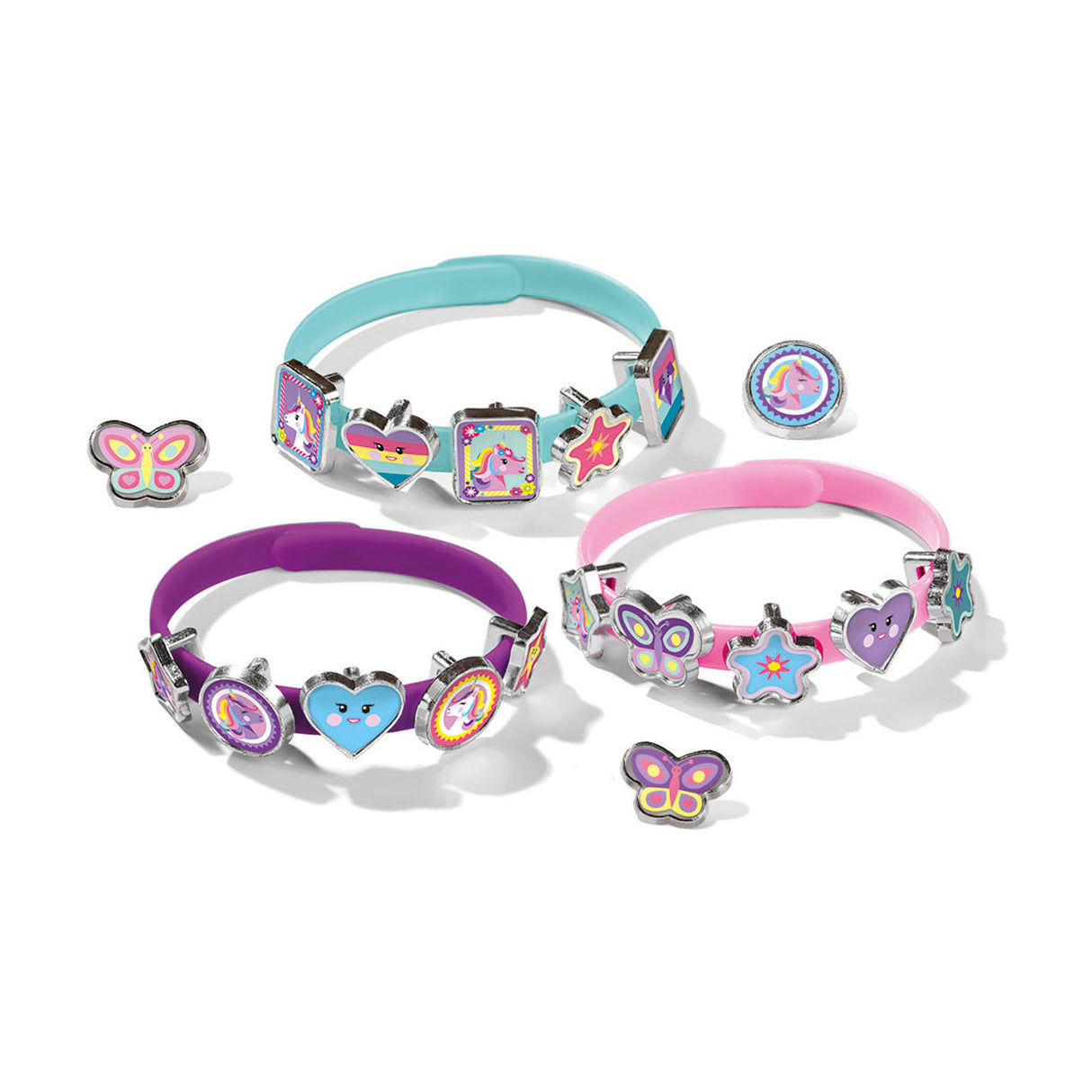 Totum unicorn 3 skyderarmbånd med 18 charms - håndværkssæt - håndværkslegetøj til piger og drenge fra 3 år