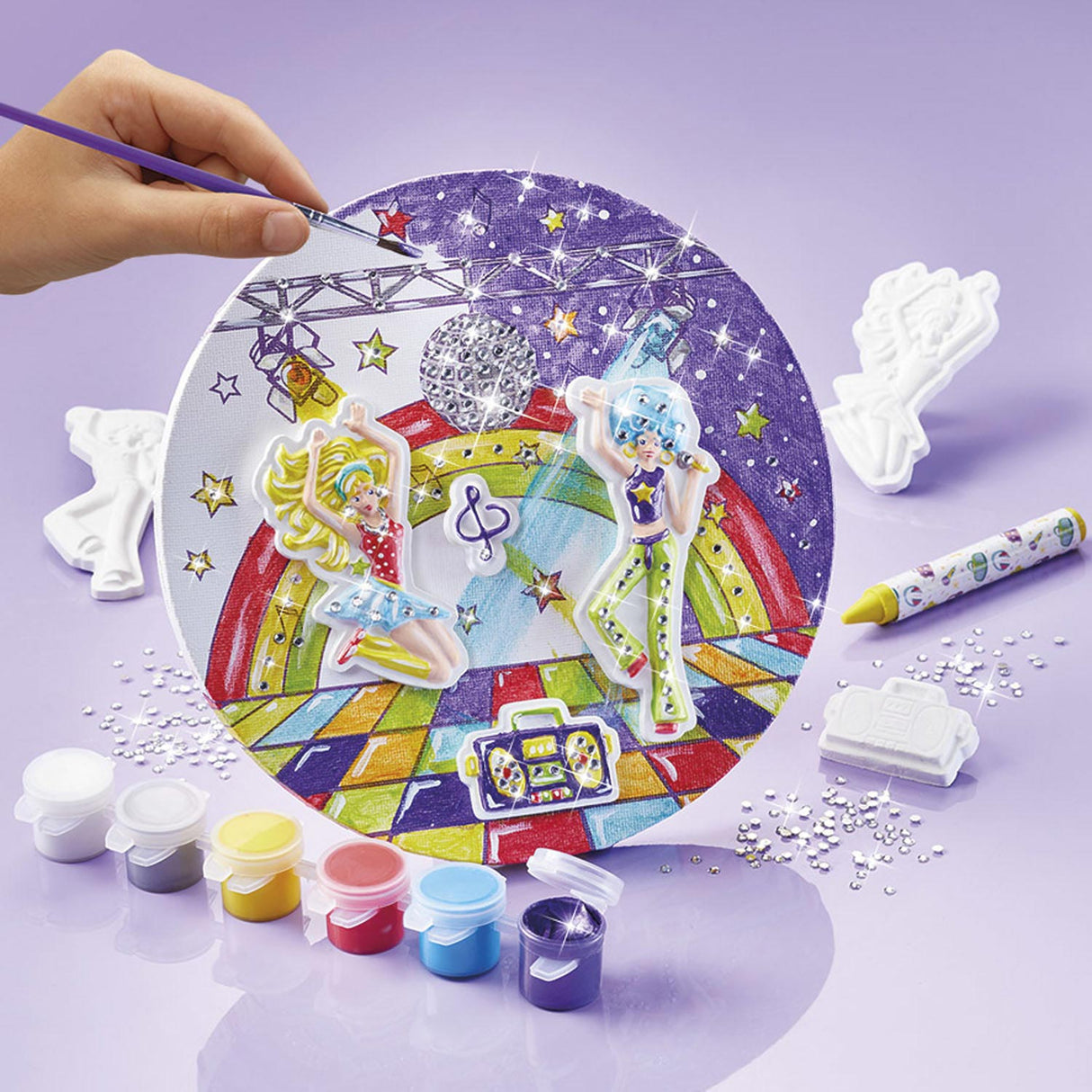 Totum craft case disco dans lærred maleri - legetøj piger - crafting med gips home deco