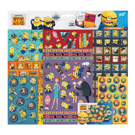 Totum minions klistermærker super klistermærke sæt xl 7 ark inkl. luksusklistermærker - despicable me 4 - 38 x 36 cm - hobbylegetøj