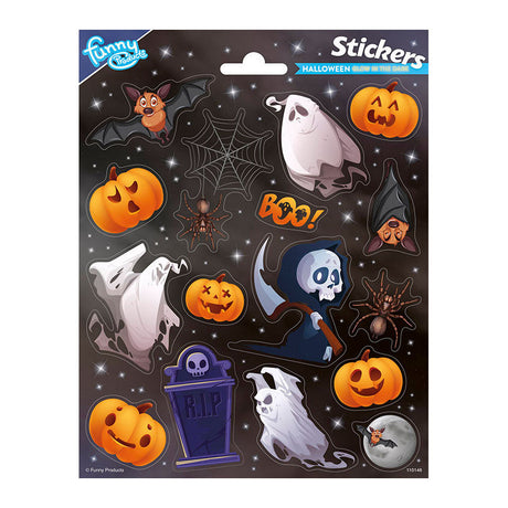 Totum klistermærkeark lyser i den mørke halloween