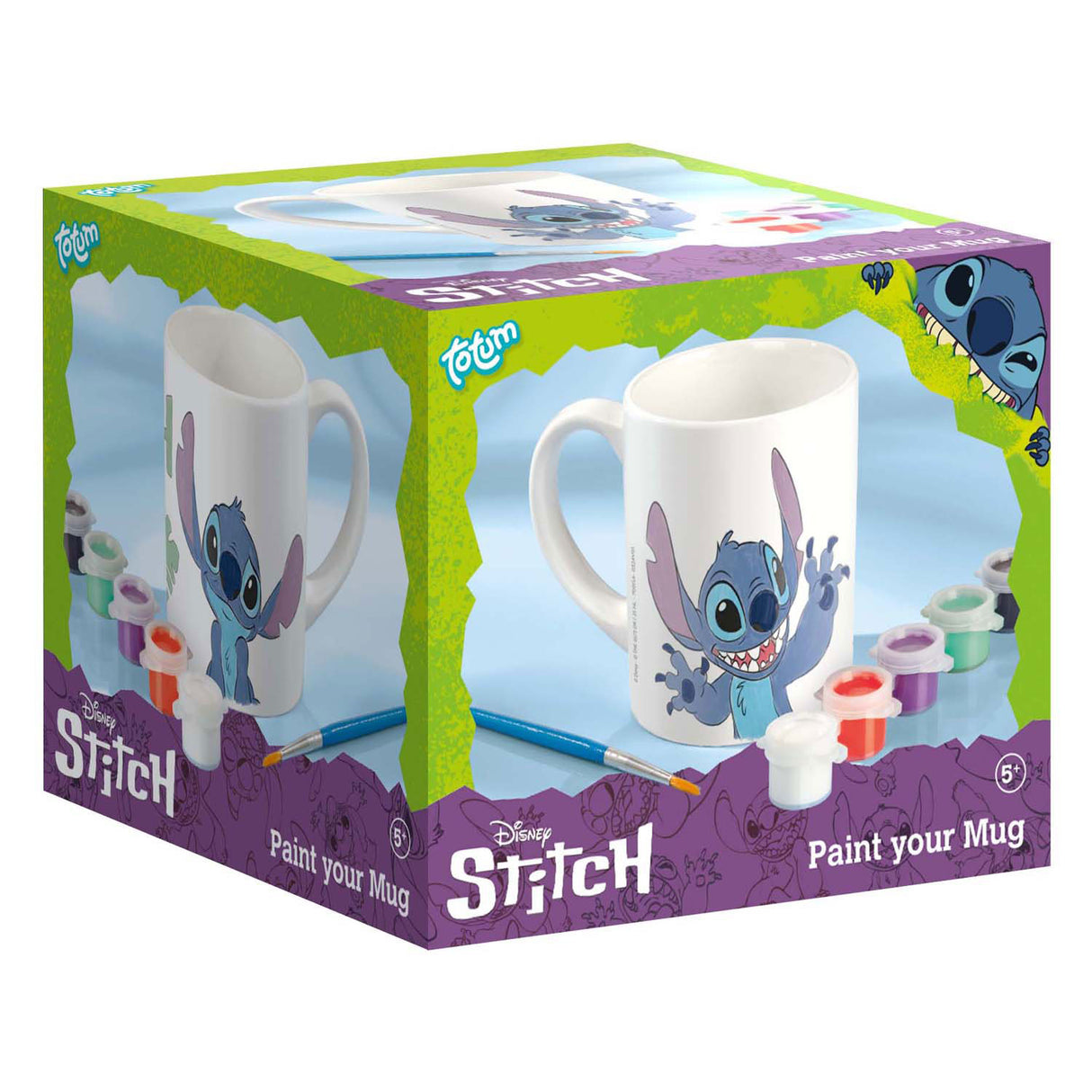 Totum Disney søm farve kop - håndværkssæt keramisk krus inkl. maling og pensel - gavetip legetøj piger og drenge laver lilo stitch