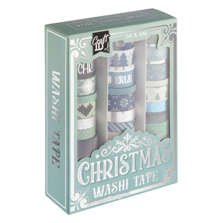 Creative craft group washi tape kerstmis set folie en glitter 3m - 36dlg.