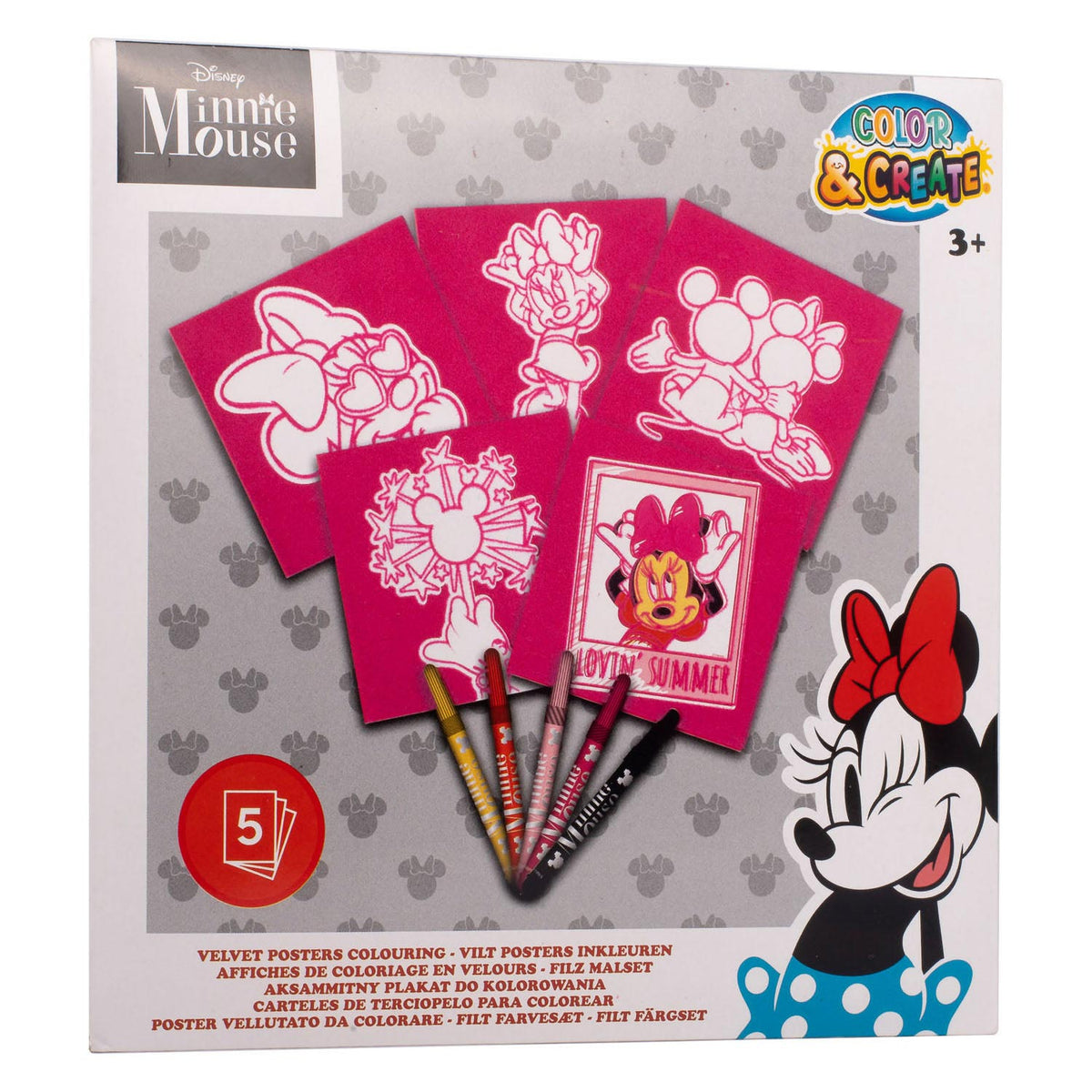 Canenco Minnie følte farver 18x18 cm 5 stykker