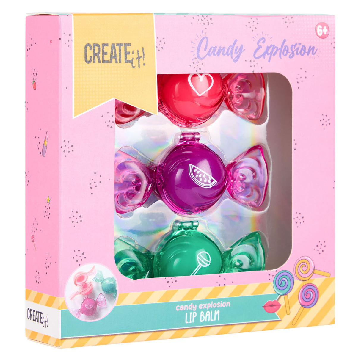 Opret det! candy lip balm toffee box, 3 stk.