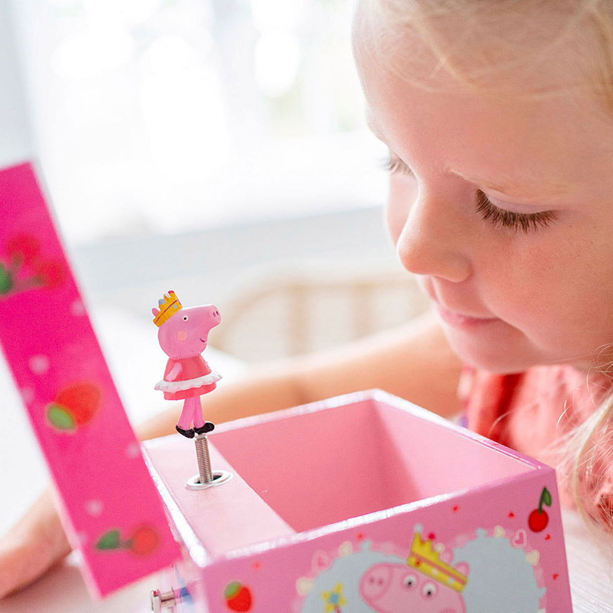 Bambolino peppa gris smykkeskrin, smykkeskrin, spilledåse - med roterende peppa ballerina og spejl - junior legetøj til småbørn og førskolelegetøj fra 3 år - gavetip
