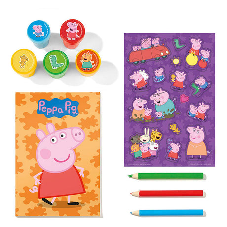 Totum peppa pig kreativt håndværkssæt med stempler, blyanter og klistermærker - pædagogisk legetøj junior kreativt håndværk stemplingshåndværk
