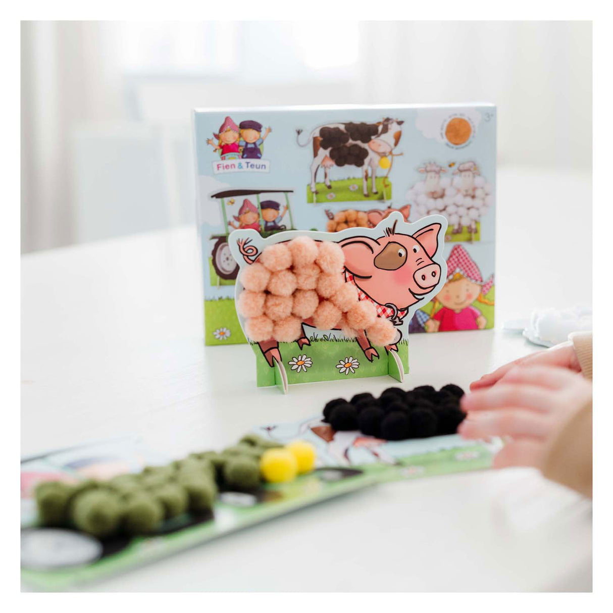 Bambolino fien teun crafting - pomponklæbning - sæt til husdyrbrug - kreativt legetøj, småbørn, førskolebørn - fra 3 år - legetøj