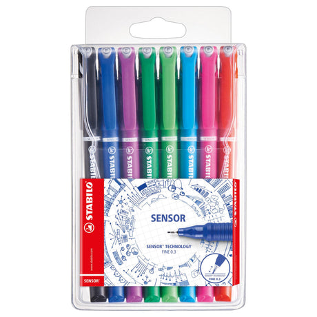 Stabilo sensor fineliners 0,3 mm kasse 8 farver