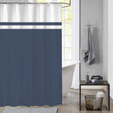 Hollandsk husbadeforhæng simpelthen blåt 180x200cm 100% polyester