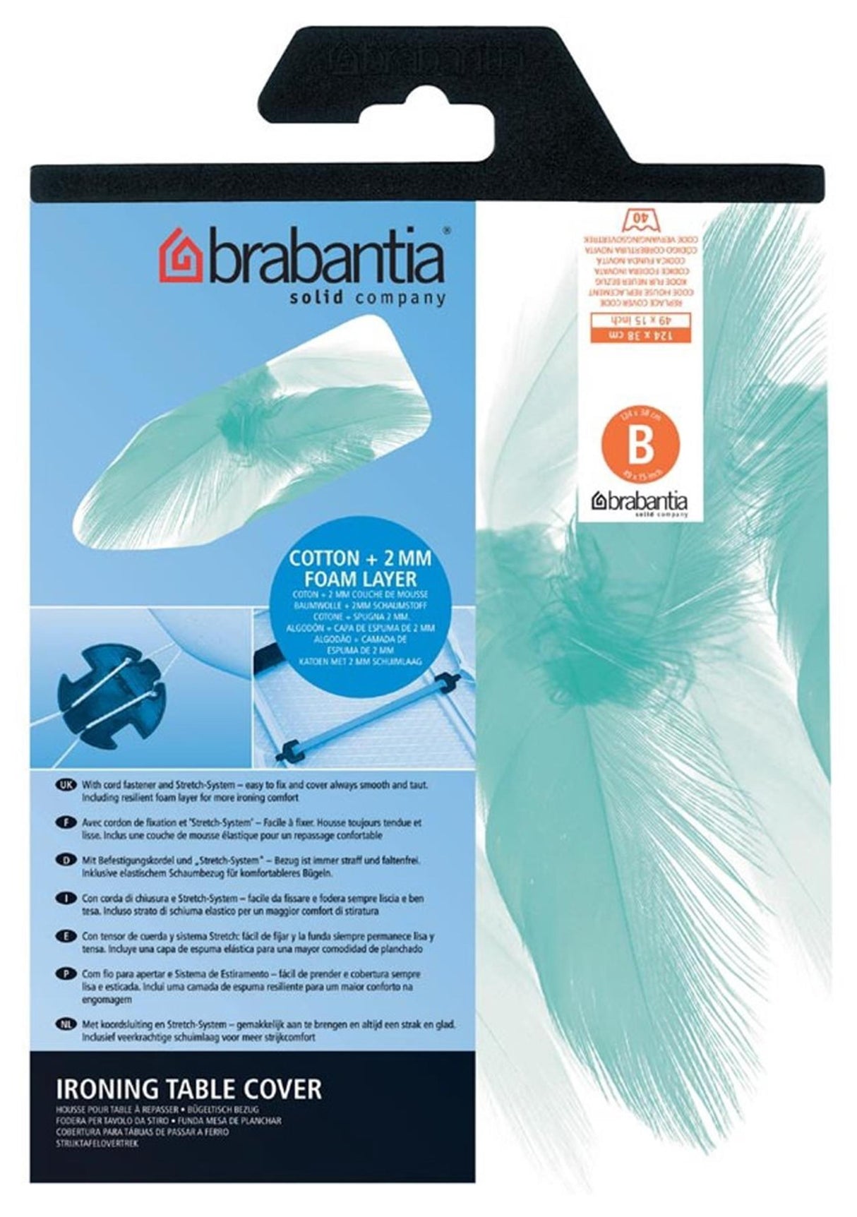 Brabantia strygebrætbetræk 124x38 cm farverige farver sendes