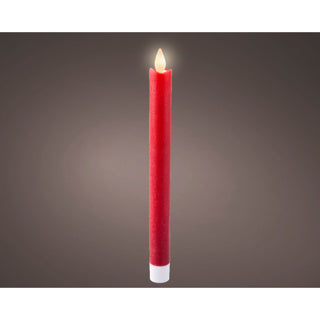 LED bølgende middagslys voks stabil indvendig rød h.24.5cm d.2.1cm