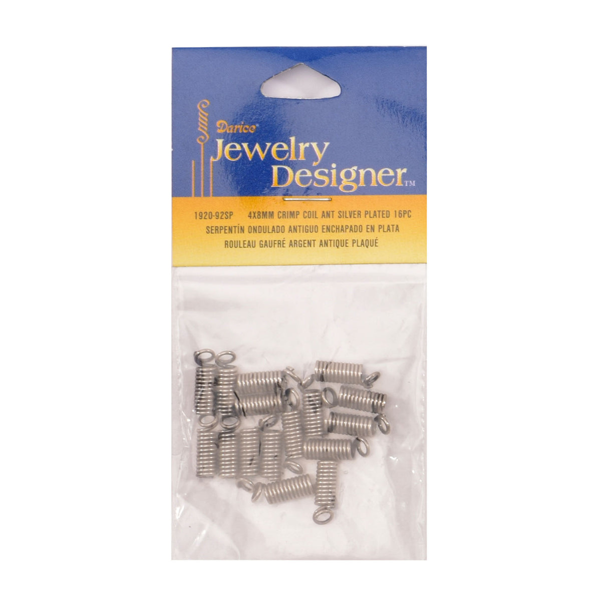 Darice • crimp coil 4x8mm 16stk antik sølv