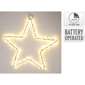 No fire star 30cm med LED sølv | 3 stk