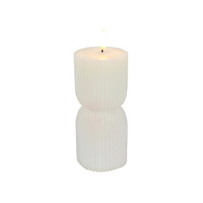 Intet mærke led stearinlys ribbet hvid d7x15cm 2xaa ekskl.