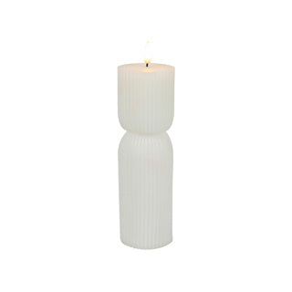 Intet mærke LED stearinlys ribbet hvid d7x22,5cm 2xaa ekskl. | 3 stk