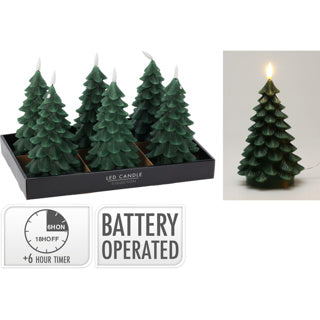 LED lys juletræ 19cm mørkegrøn | 6 stk