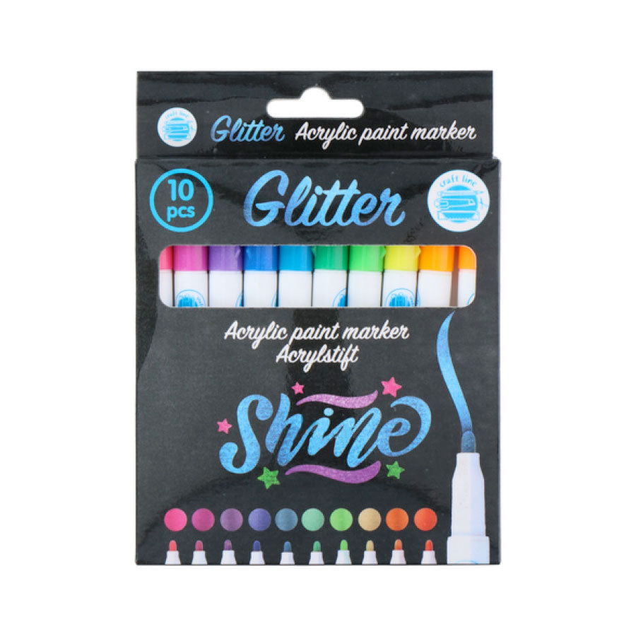 Akrylmarkører glitter, 10 ..