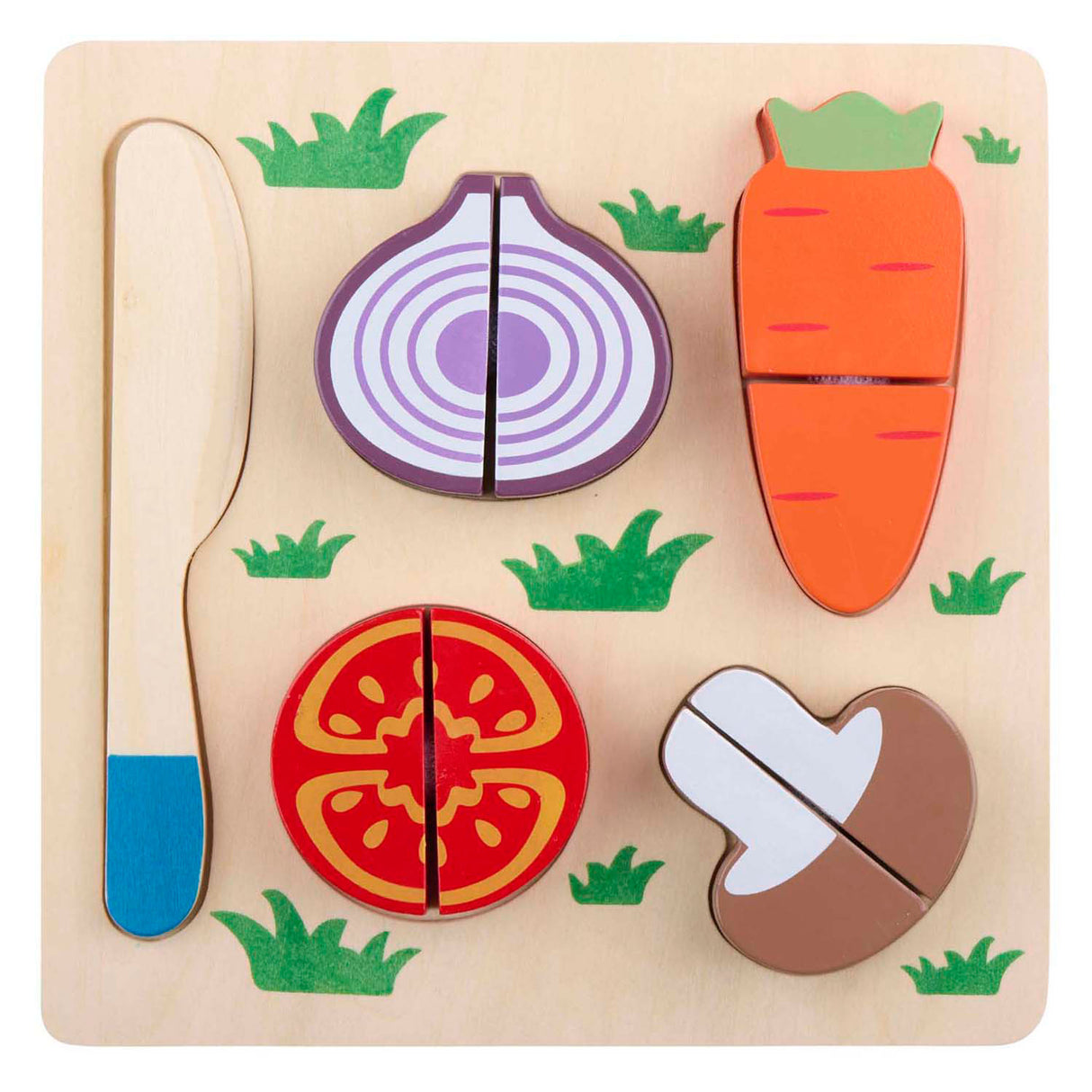 Træskærepuslespil grøntsager, 9 stk.