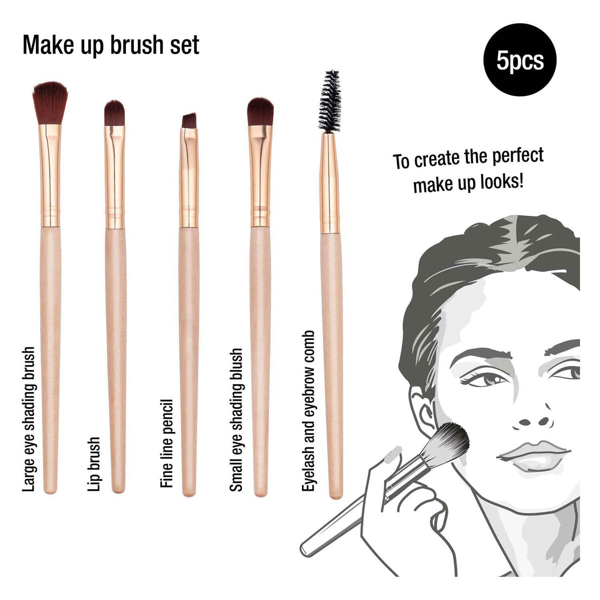 Make-up børster, 5 stk.