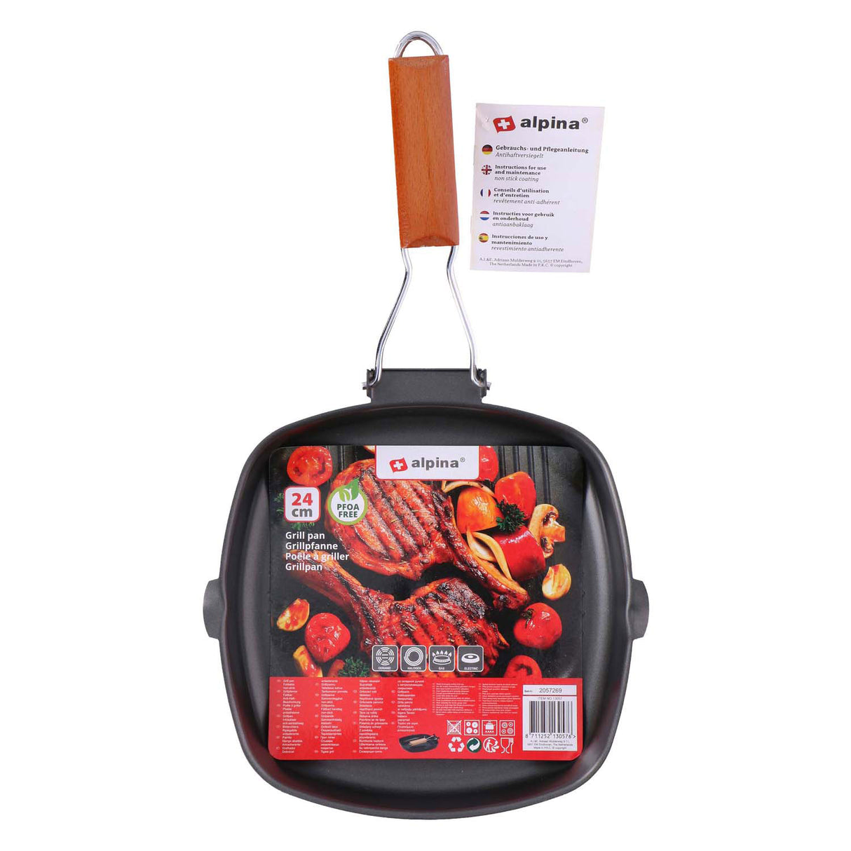 Alpina sammenklappelig grillpande, 24x24cm
