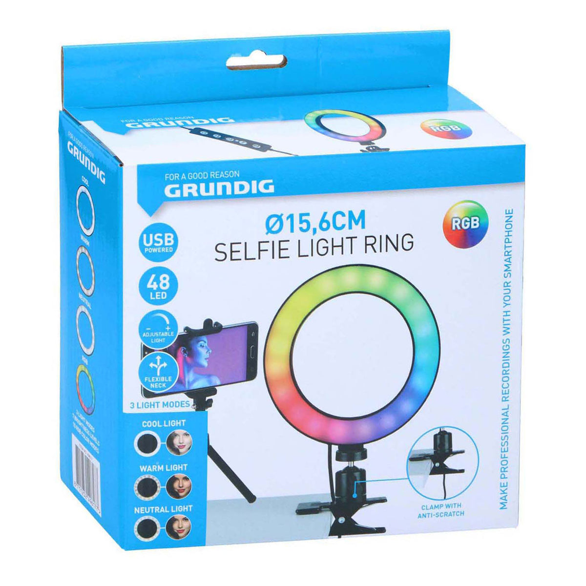 Grundig selfie lysring 48LED - 15,6cm