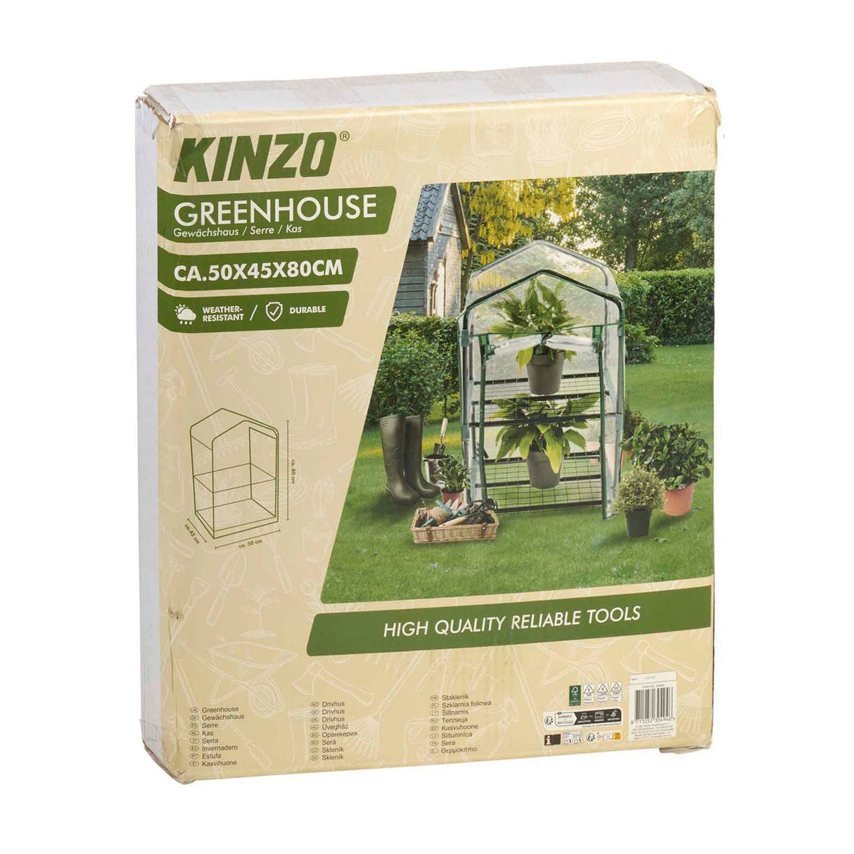Kinzo drivhus vækstkasse 45 x 50 x 80 cm - havedrivhus med 2 etager - kompakt drivhus til planter og vækstkasse - vejrbestandig og gennemsigtig