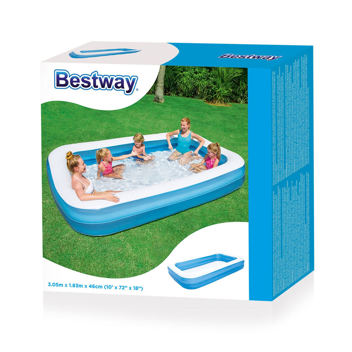 Bestway Family Pool rektangel, 305x183x46cm
