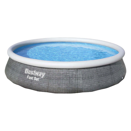 Bestway swimmingpool hurtigt sæt omkring Rattan, 396 cm
