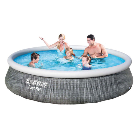 Bestway swimmingpool hurtigt sæt omkring Rattan, 396 cm