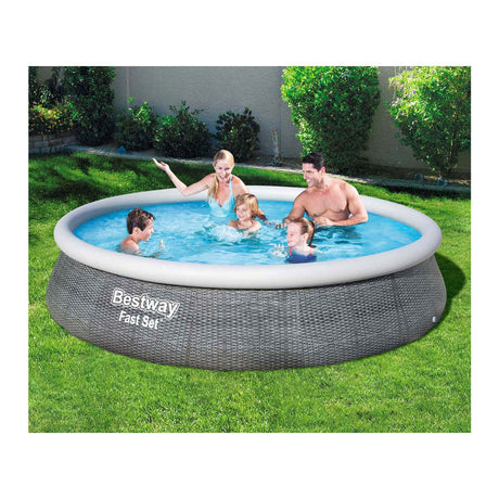 Bestway swimmingpool hurtigt sæt omkring Rattan, 396 cm