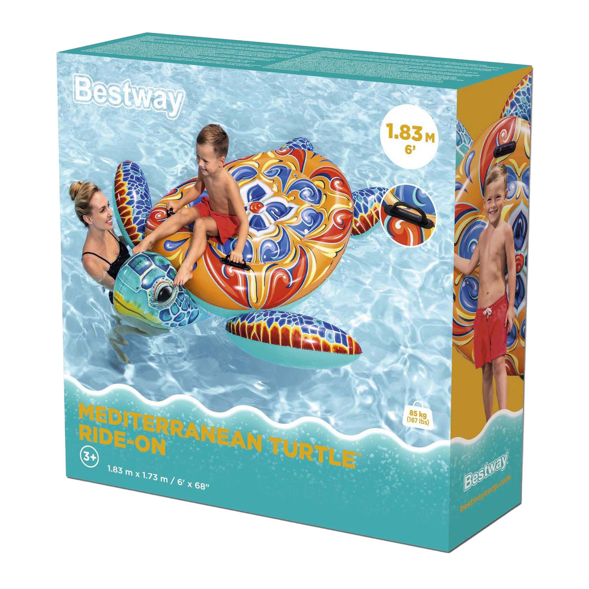 Bestway rider Middelhavs oppustelig skildpadde, 186 cm