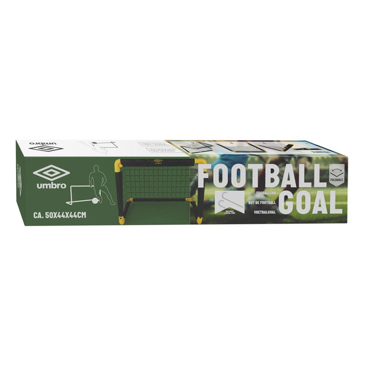 Umbro fodboldmål - fodboldmål 50 x 44 x 44 cm - foldbart fodboldmål - nemt at opbevare - fodboldtræningsmål til børn og voksne - plastik - sort gul