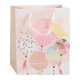 Edco fødselsdagsgavepose - ca. 32x26x12 cm - gavepose til fødselsdag - fødselsdagsgavepose med håndtag - gaveemballage til fødselsdagsgaver - assorteret design - 1 tilfældig pose