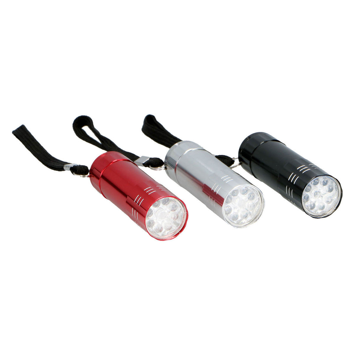 Farvet aluminium lommelygte - 9LED