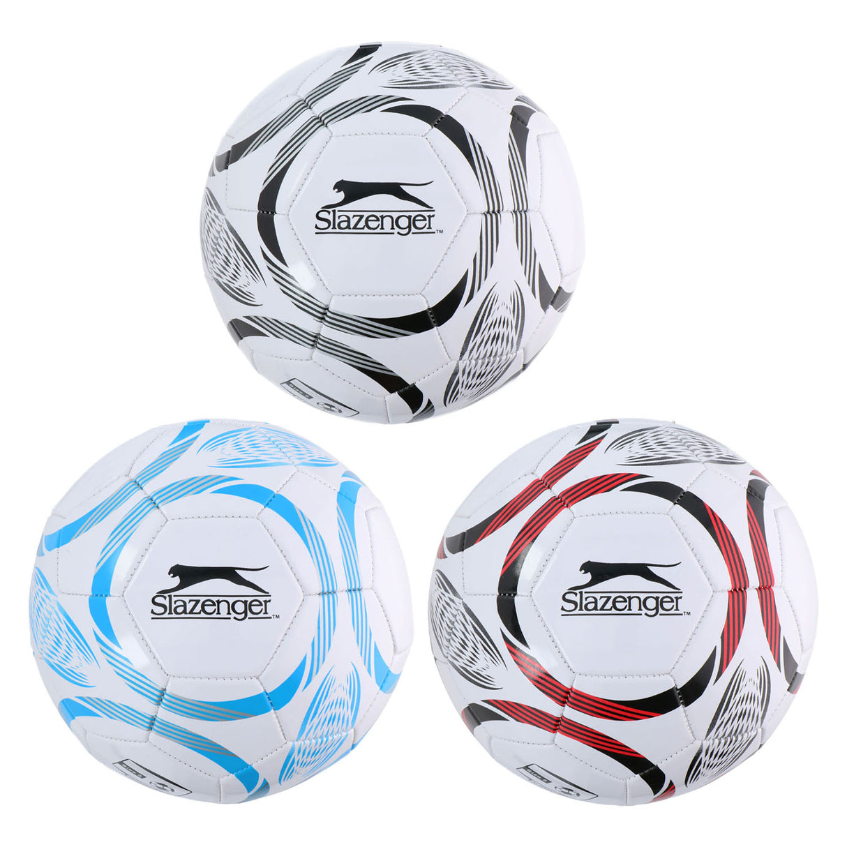Umærket sans marque slazenger fodbold størrelse 5 - fodbold størrelse 5 til træning og kampe - fodbold til udendørs og sportsbaner - assorterede farver sort, blå eller rød - standard fodbold størrelse