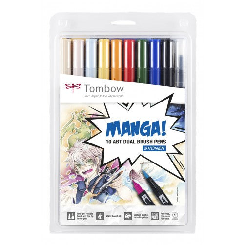 Tombow • manga shonen dobbelt pensel pen 10 stk