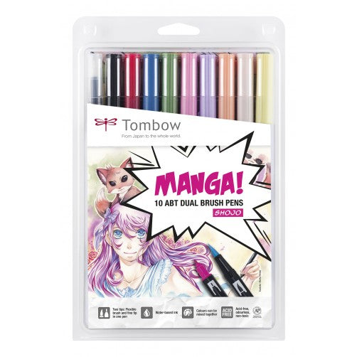 Tombow • manga shojo dobbelt penselpen 10 stk